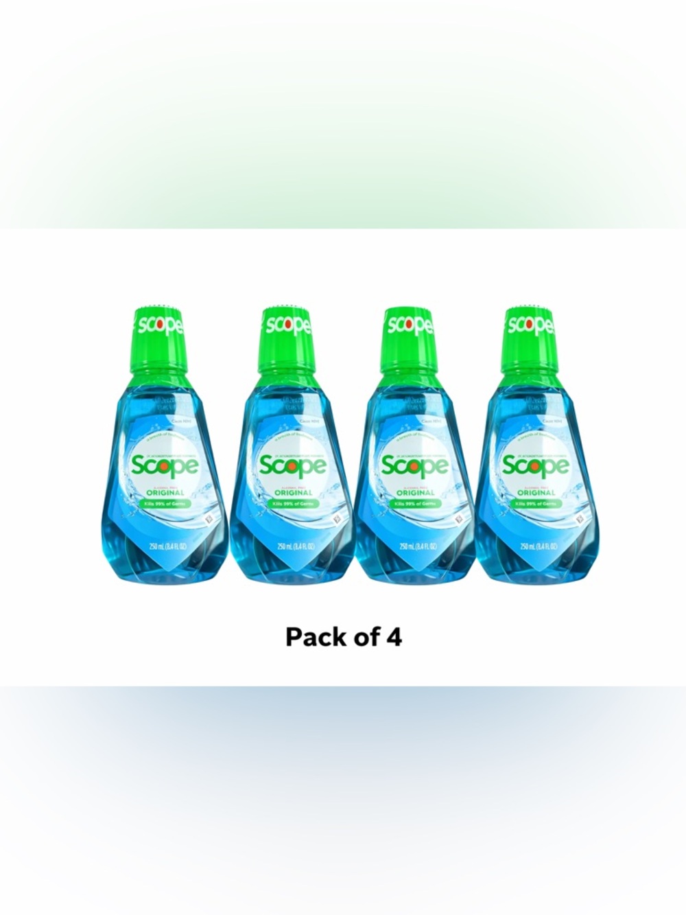 Crest Scope Mouthwash Pack of 4 Alcohol Free Original 8.4oz